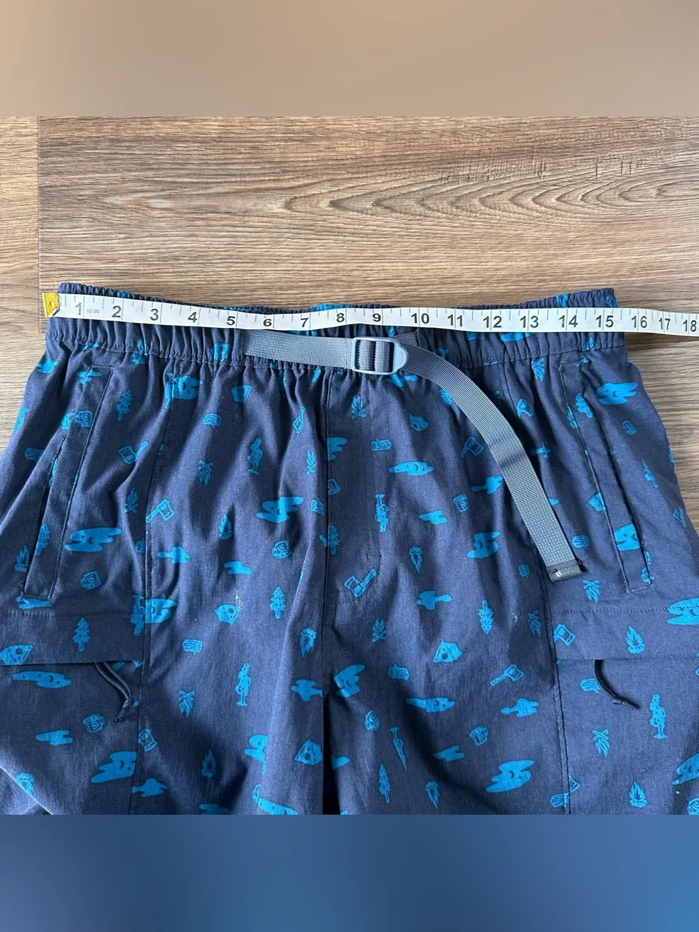 North Face Class V Belted Shorts Men Medium Blue Camping Hike Cargo Flashdry NWT